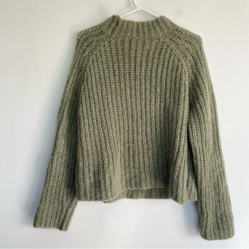 Vince - Marled Raglan Pullover in Jadeite Mohair Alpaca Blend Sweater Knit L